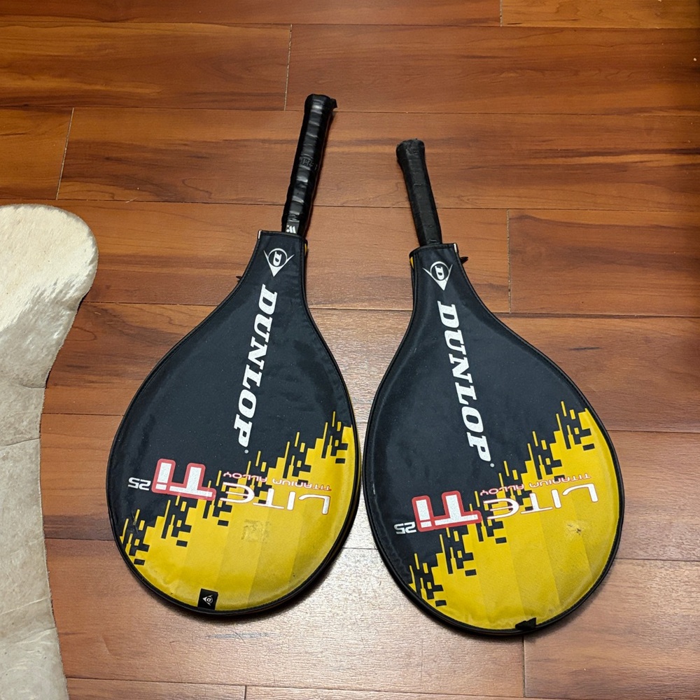 Dunlop and Wish Black and Yellow Tennis Rackets Set of 2